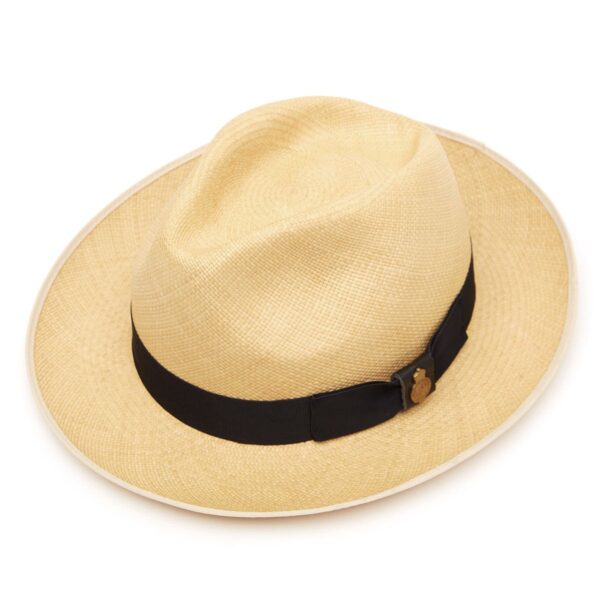 Classic Preset Panama Hat with navy band - Natural