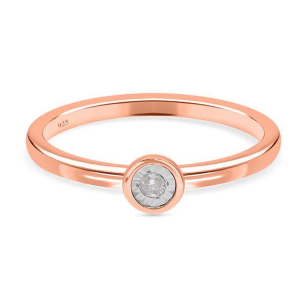 I2 Diamant Solitär Ring in Silber mit Roségold Vermeil