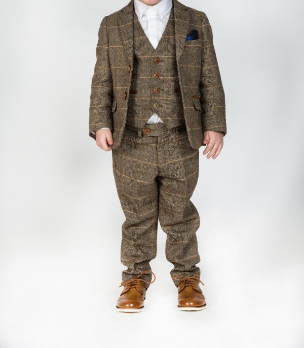 Marc Darcy Ted Tan Tonal Check Tweed Three Piece