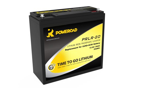 PRLR-20 Poweroad LiFePO4 Lithium Ion Car Battery 12V 20ah Cylindrical Cell Type