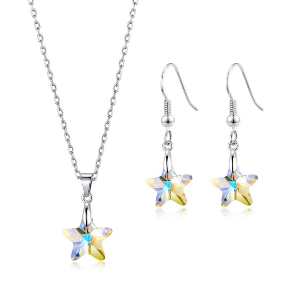 Sterling Silver Aurora Borealis Star Set Created with Zircondia® Crystals