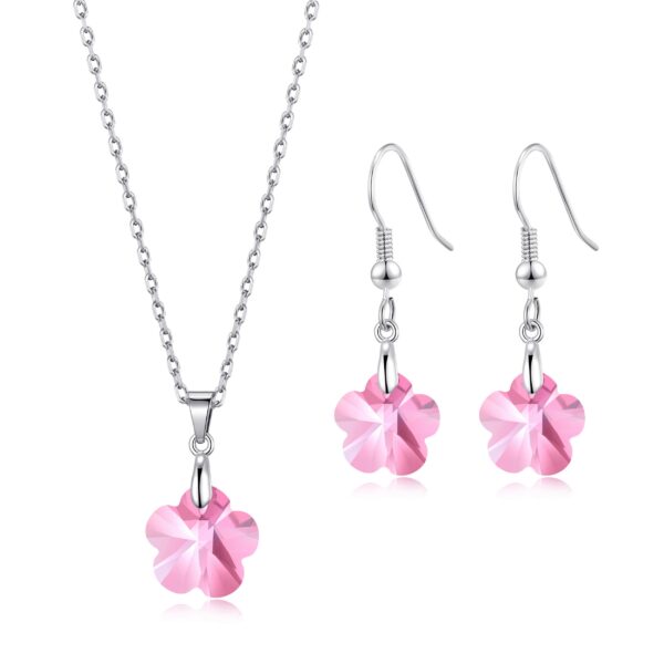 Sterling Silver Light Rose Flower Set Created with Zircondia® Crystals