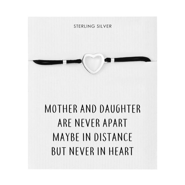 Sterling Silver Mother and Daughter Quote Heart Bracelet