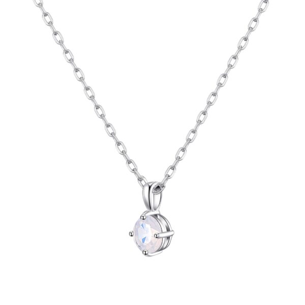 Sterling Silver White Opal Necklace Created with Zircondia® Crystals