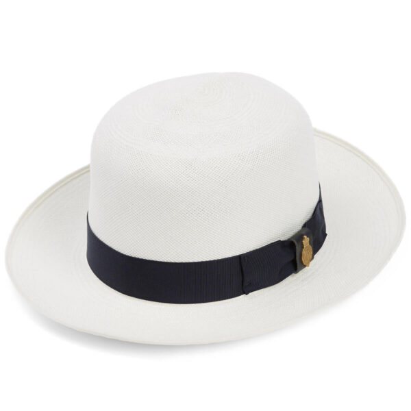 Superfine Folder Panama Hat With Navy Band & Cream Binding