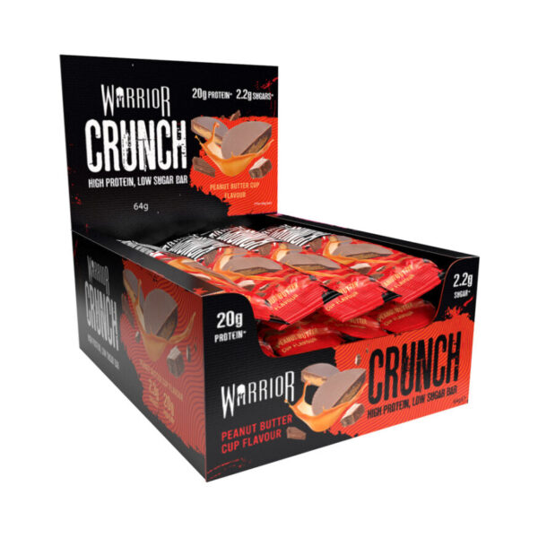 12x Protein Bars - Warrior Crunch - High Protein Low Sugar Bars - Peanut Butter Cup