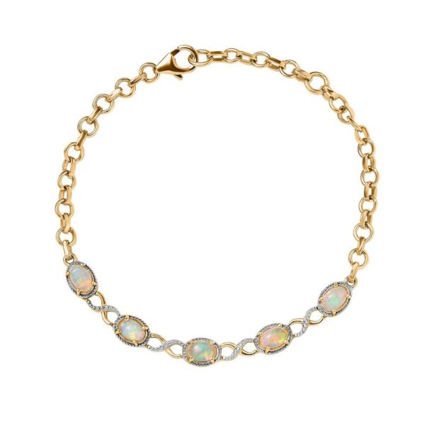 AA Natürlicher äthiopischer Welo Opal Armband ca. 18 cm 925 Silber Gelbgold Vermeil ca. 1 68 ct.