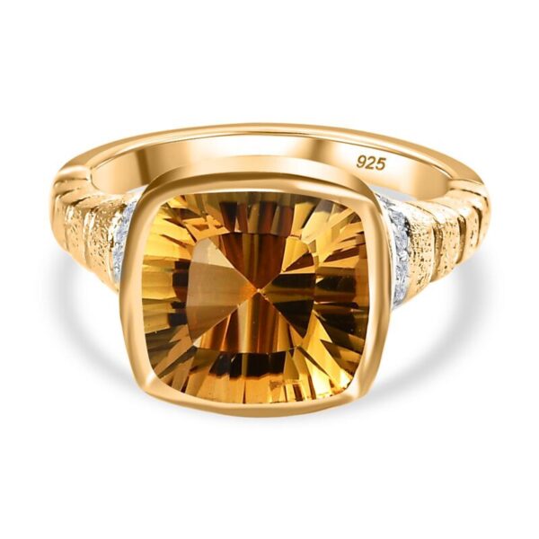 Citrin Weißer Zirkon Ringe 925 Silber Gelbgold Vermeil ca. 4 50 ct