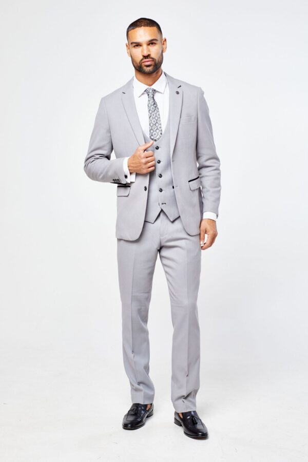 Edwin Silver Grey Notch Lapel Three Piece Suit