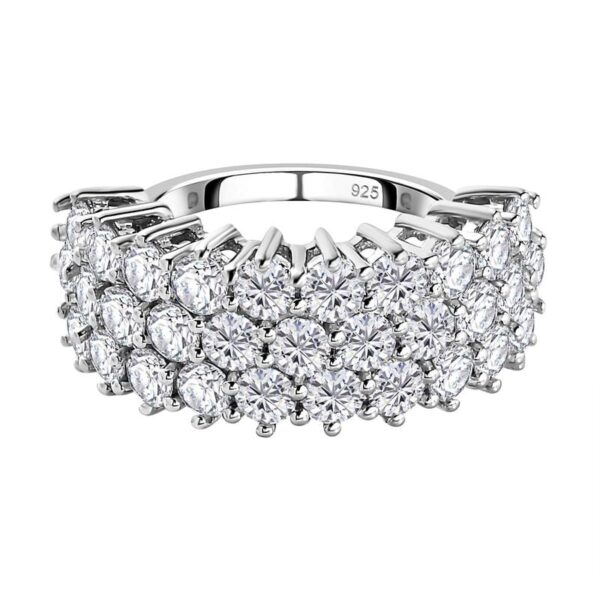 Moissanit Ring 925 Silber platiniert ca. 3.32 ct