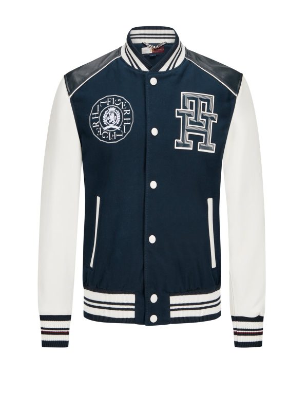 Tommy Hilfiger Empire State Collegejacke aus Canvas-Leder-Mix, Limited Edition for HIRMER