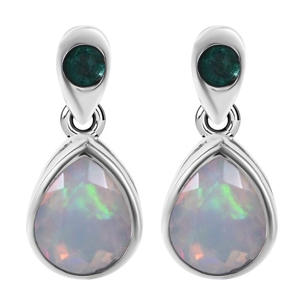 Äthiopische Welo Opal und Kagem sambische Smaragd-Ohrringe - 2 22 ct.