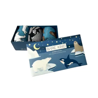 Arctic Animals Bamboo Socks Gift Box of 3 | UK Adult 4-7