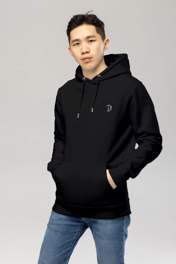 Pitod Embroidered Logo Hoodie Black S Hoodie Tops Unisex Genderless Sustainable