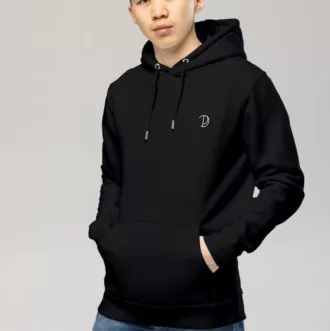 Pitod Embroidered Logo Hoodie Black S Hoodie Tops Unisex Genderless Sustainable