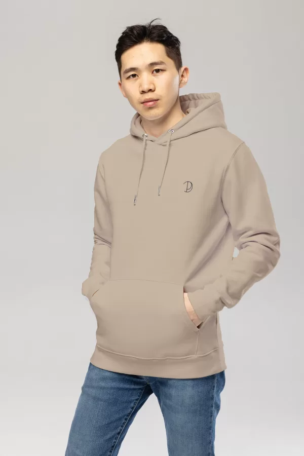 Pitod Embroidered Logo Hoodie Desert Dust S Hoodie Tops Unisex Genderless Sustainable