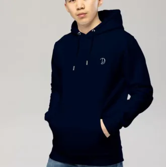 Pitod Embroidered Logo Hoodie Navy S Hoodie Tops Unisex Genderless Sustainable