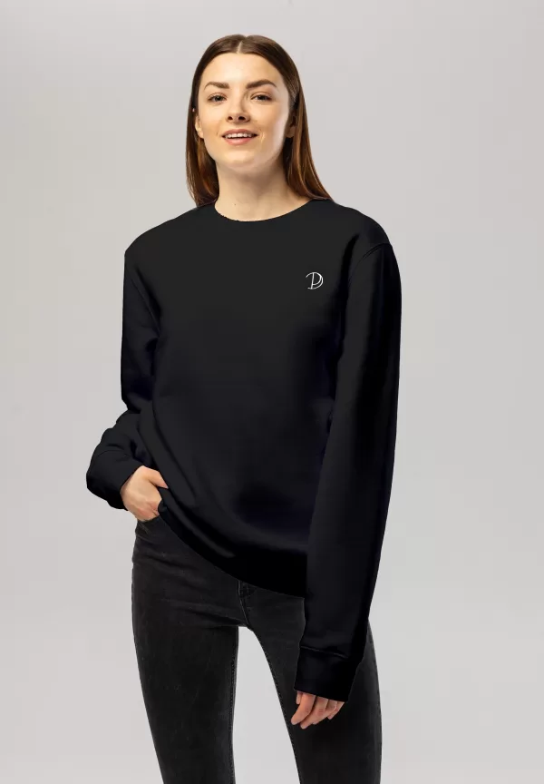 Pitod Embroidered Logo Sweatshirt Black S Sweatshirt Tops Unisex Genderless Sustainable