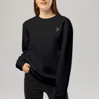 Pitod Embroidered Logo Sweatshirt Black S Sweatshirt Tops Unisex Genderless Sustainable