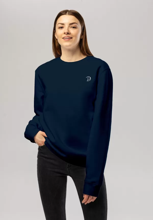 Pitod Embroidered Logo Sweatshirt Navy S Sweatshirt Tops Unisex Genderless Sustainable