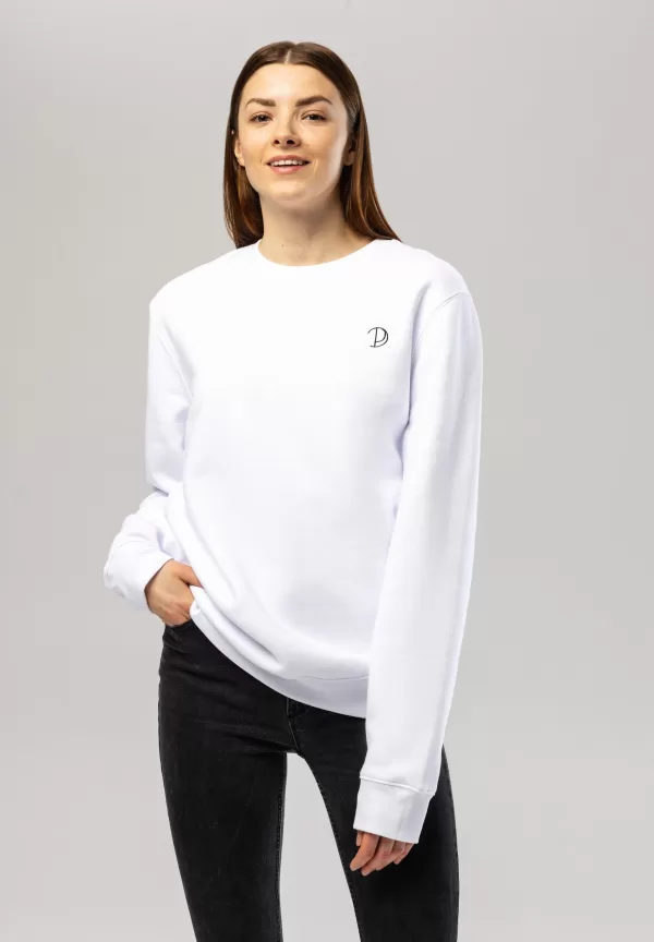 Pitod Embroidered Logo Sweatshirt White S Sweatshirt Tops Unisex Genderless Sustainable