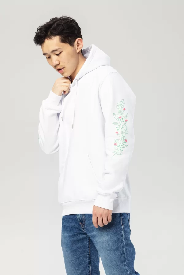 Pitod Flower Tree Hoodie White S Hoodie Tops Unisex Genderless Sustainable