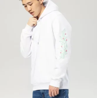 Pitod Flower Tree Hoodie White S Hoodie Tops Unisex Genderless Sustainable