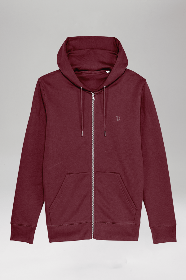 Pitod Printed P Zip-Up Hoodie Burgundy XXS Hoodies Tops Unisex Genderless Sustainable