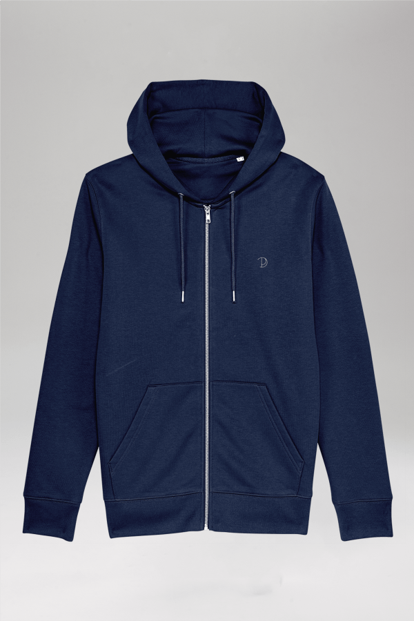 Pitod Printed P Zip-Up Hoodie French Navy XXS Hoodies Tops Unisex Genderless Sustainable