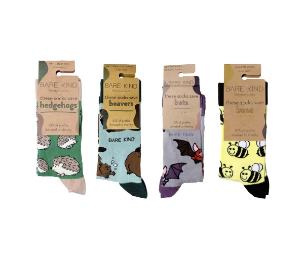 UK Forest Animals 4 Pack Bamboo Sock Set | UK Adult 4-7