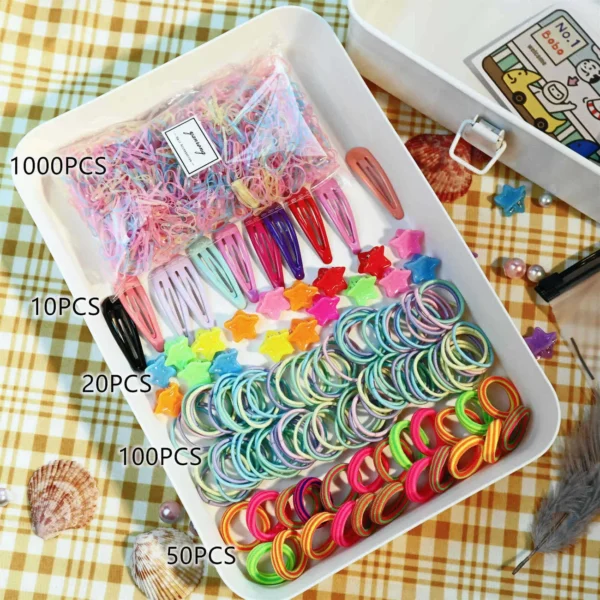 1180 pack Multi Style Hair Ties and Hair Clips Hair Accessory Sets for Girls