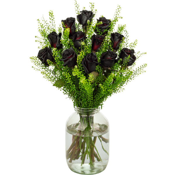 12 Black Painted Roses