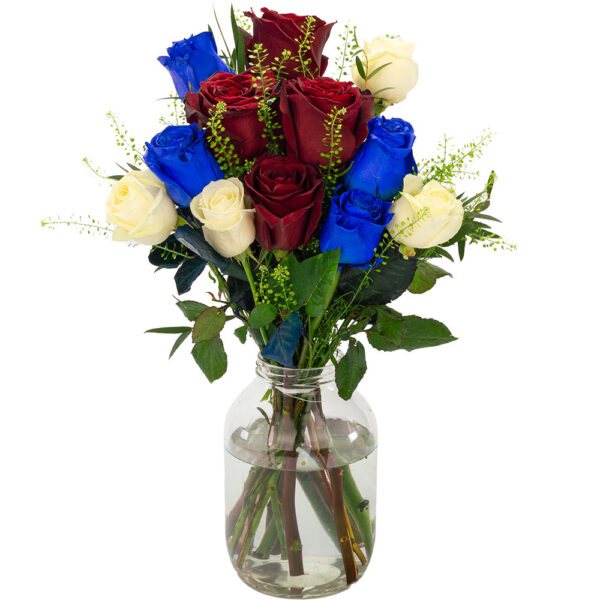 12 Red White and Blue Roses