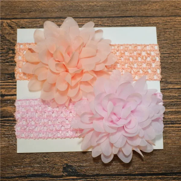 2 pack Pure Color Big Floral Headband Hair Accessories for Girls Without Paper Card