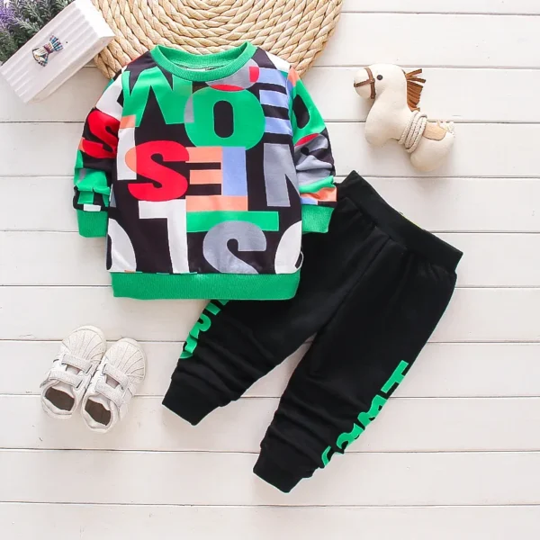 2 piece Toddler Boy Letter Print Pullover Sweatshirt and Pants Casual Set