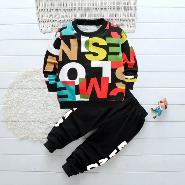 2 piece Toddler Boy Letter Print Pullover and Pants Set