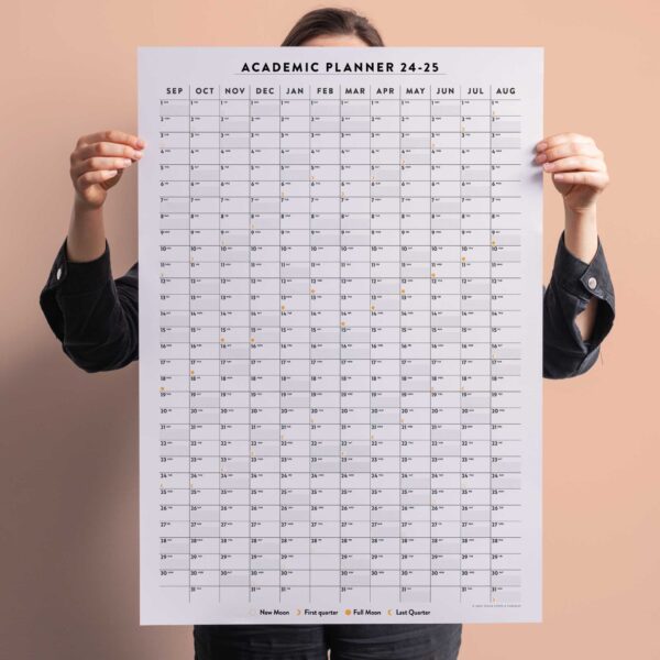 2024 2025 Academic Year Wall Planner | Portrait | Black White