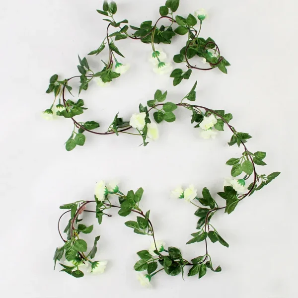 22 Heads Fake Rose Vine Artificial Flowers Hanging Rose Ivy Plants Wedding Valentines Day Party Home Garden Background Decor