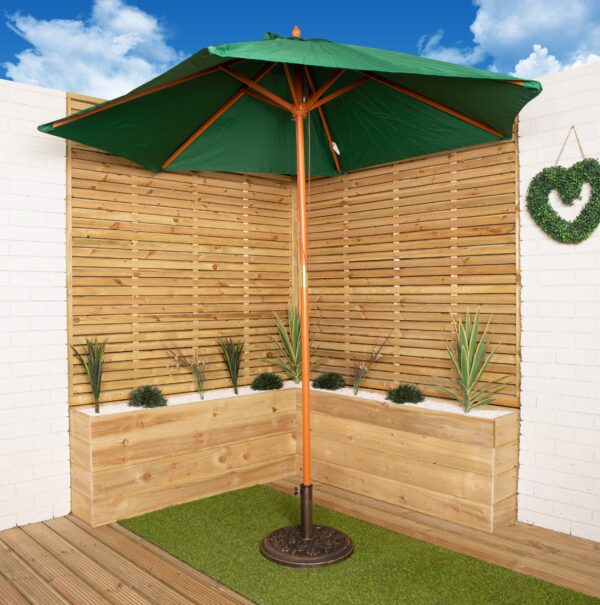 24m Wooden Garden Parasol 34mm Shaft Pulley in Green