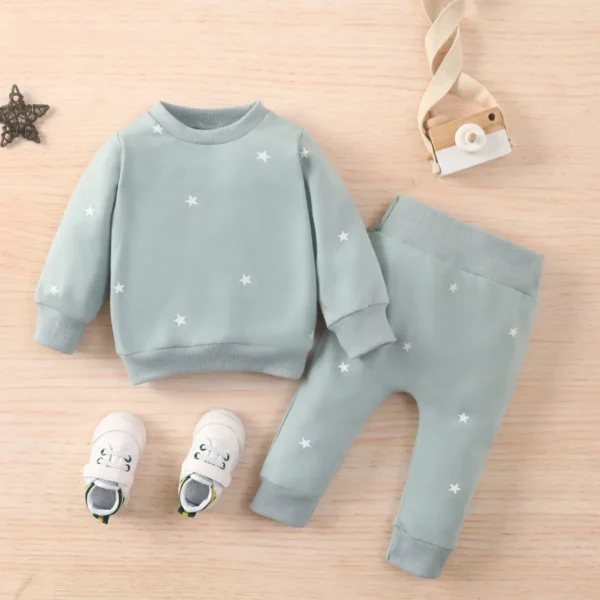 2pcs Baby All Over Polka Dots Long sleeve Pullover and Trousers Set