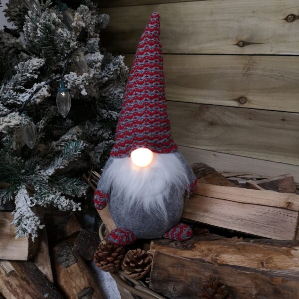 35cm Festive Christmas Red Grey Gonk With Light Up Nose