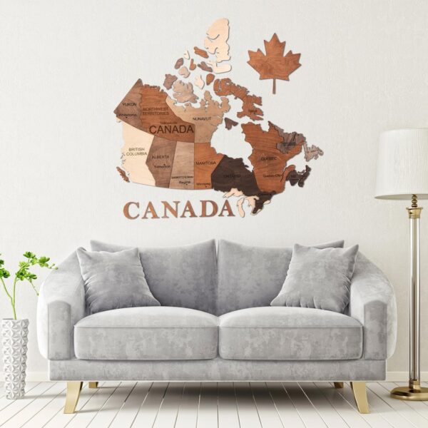 3D Canada Wooden Map Multicolor