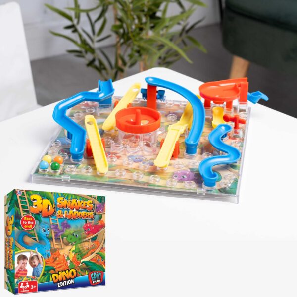 3D Snakes and Ladders Board Game Dinosaur Edition