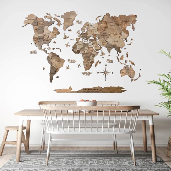 3D Wooden World Map Terra for US only