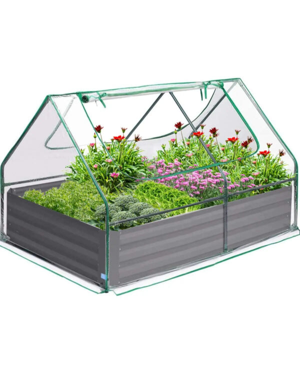 4 x 3 x 1 Galvanized Garden Bed with Cover Clear