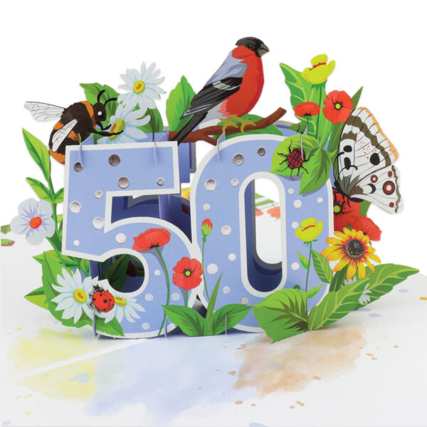 50th Birthday Floral Pop Up Card