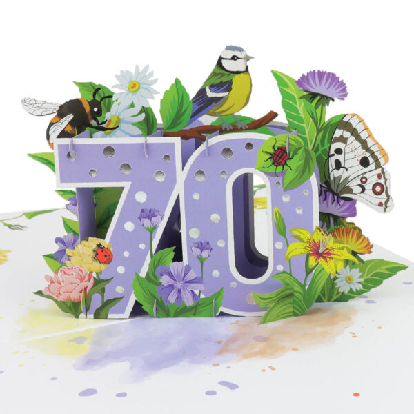 70th Birthday Floral Pop Up Card