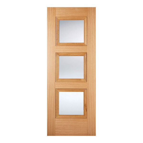 Amsterdam 3L Pre Finished Oak Internal Door 3 Lights Clear Glazing