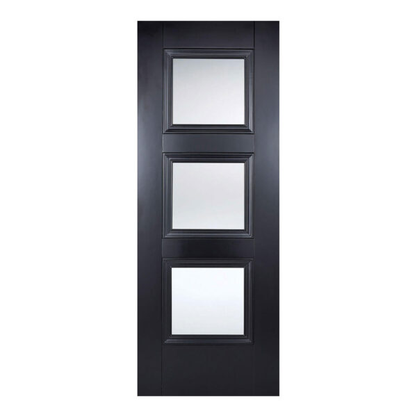 Amsterdam 3L Primed Plus Black Internal Door 3 Lights Clear Glazing