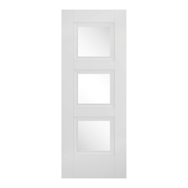 Amsterdam 3L Primed Plus White Internal Door 3 Lights Clear Glazing